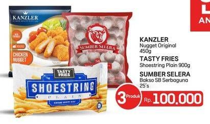 Kanzler Chicken Nugget/Tasty Fries Kentang Goreng Beku/Sumber Selera Bakso Sapi