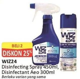 Promo Harga WIZ 24 Disinfektan Spray and Clean 450ml/300ml  - Alfamart