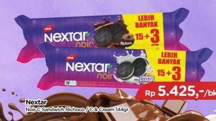 Promo Harga Nabati Nextar Noir Richoco, Cookies Cream 144 gr - TIP TOP