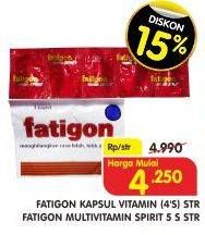 Promo Harga FATIGON Kapsul Vitamin 4Pcs/Multivitamin Spirit 5Pcs  - Superindo