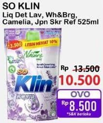 Promo Harga So Klin Liquid Detergent Provence Lavender, White Bright, Korean Camelia, Japanese Sakura Strawberry 525 ml - Alfamart