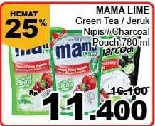 Promo Harga MAMA LIME Cairan Pencuci Piring Lime, Charcoal, Green Tea 780 ml - Giant