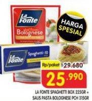 Promo Harga LA FONTe Spaghetti Box 225gr + Saus Bolognese Pch 315gr  - Superindo