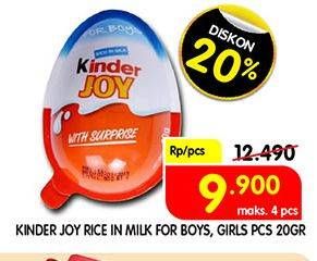 Promo Harga KINDER JOY Chocolate Crispy Girls, Boys 20 gr - Superindo