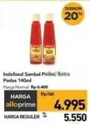 Promo Harga Indofood Sambal Pedas, Ekstra Pedas 135 ml - Carrefour