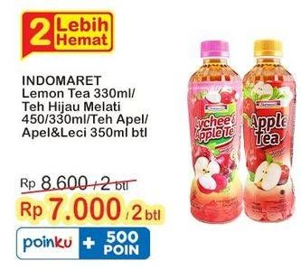 Promo Harga Indomaret Minuman Teh Lemon, Hijau Melati, Apel Leci, Apel 330 ml - Indomaret
