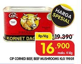 Promo Harga CIP Corned Beef Mushroom, Original 198 gr - Superindo