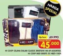 Promo Harga Hicoop Celana Dalam Pria Brief 3in1 HB-69, Midi Briefs 3s HB21-1 3 pcs - Superindo