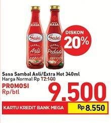 Promo Harga SASA Sambal Asli, Ekstra Pedas 340 ml - Carrefour