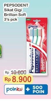 Promo Harga Pepsodent Sikat Gigi Brilian Soft 3 pcs - Indomaret