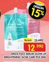 Promo Harga Ginza Face Serum Glow Up Brightening, Acne Care 8 ml - Superindo