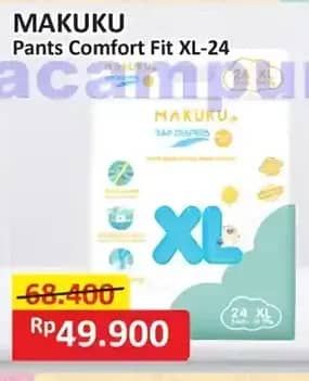 Promo Harga Makuku Comfort Fit Diapers Pants XL24 24 pcs - Alfamart