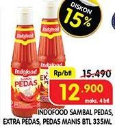 Promo Harga INDOFOOD Sambal Pedas, Ekstra Pedas, Pedas Manis 335 ml - Superindo