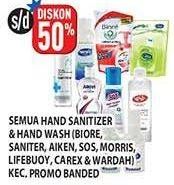 Promo Harga BIORE / SANITER / AIKEN / SOS / MORRIS / LIFEBUOY / CAREX / WARDAH Hand Sanitizer & Hand Wash  - Hypermart