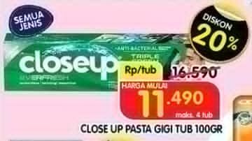 Promo Harga Close Up Pasta Gigi All Variants 100 gr - Superindo