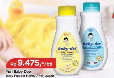 Promo Harga Yuri Baby Dee Baby Powder Honey, Milk 200 ml - TIP TOP