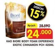 Promo Harga BIORE Body Foam Experience Exotic Cinnamon 425 ml - Superindo
