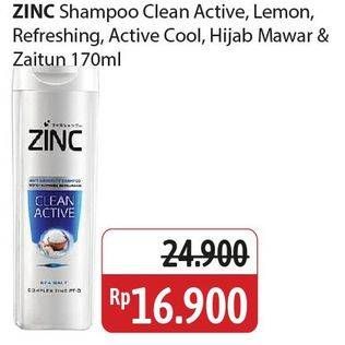 Zinc Shampoo Clean Active, Lemon, Refreshing, Active Cool, Hijab Mawar & Zaitun 170ml