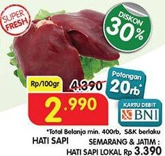 Promo Harga Beef Liver (Hati Sapi) per 100 gr - Superindo