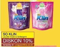 Promo Harga SO KLIN Liquid Detergent + Anti Bacterial Violet Blossom  - Yogya