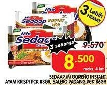 Promo Harga Sedaap Mie Goreng Ayam Krispi, Salero Padang, Original 73 gr - Superindo