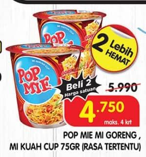 Promo Harga Indomie Pop Mie Instan 75 gr - Superindo