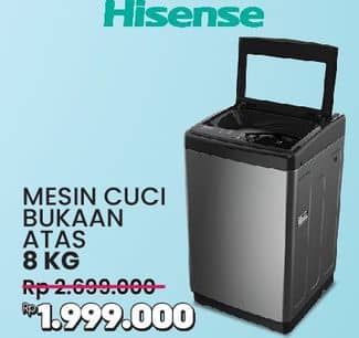 Promo Harga Hisense Mesin Cuci Bukaan Atas 8 kg  - COURTS