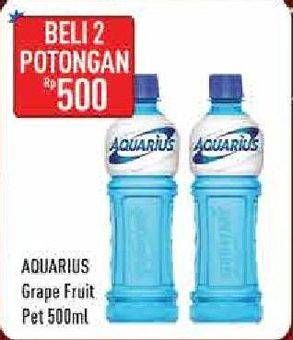Promo Harga AQUARIUS Minuman Penambah Tenaga per 2 botol 500 ml - Hypermart