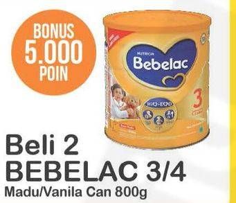 Promo Harga BEBELAC 3 / 4 Susu Pertumbuhan Madu, Vanila per 2 kaleng 800 gr - Alfamart