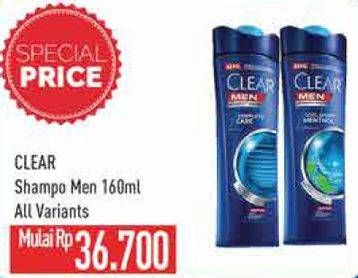 Promo Harga Clear Men Shampoo All Variants 160 ml - Hypermart