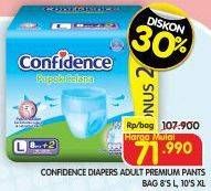 Promo Harga Confidence Adult Diapers Pants L8+2, XL10 10 pcs - Superindo