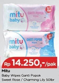 Promo Harga MITU Baby Wipes Ganti Popok Pink Sweet Rose, Blue Charming Lily 50 pcs - TIP TOP