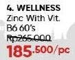 Promo Harga Wellness Zinc With Vitamin B6 60 pcs - Guardian
