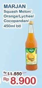 Promo Harga MARJAN Syrup Squash Melon, Orange, Leci, Coco Pandan 450 ml - Indomaret