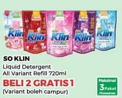 Promo Harga So Klin Liquid Detergent All Variants 750 ml - Yogya