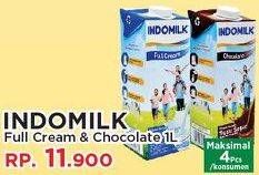 Promo Harga Indomilk Susu UHT Full Cream Plain, Cokelat 1000 ml - Yogya