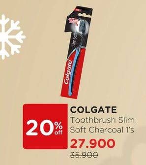 Promo Harga COLGATE Toothbrush SlimSoft Charcoal  - Watsons