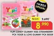Promo Harga YUPI Candy Strawberry Kiss, Love Gummy 80 gr - Superindo