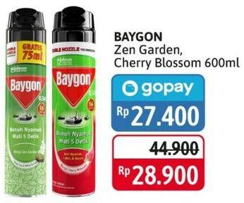 Promo Harga BAYGON Insektisida Spray Cherry Blossom, Zen Garden 600 ml - Alfamidi