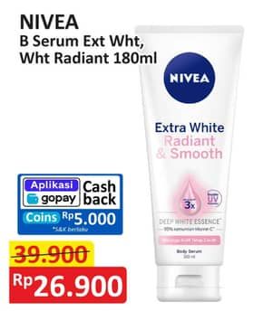 Promo Harga Nivea Body Serum Extra White Radiant Smooth 180 ml - Alfamart