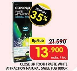 Promo Harga Close Up Pasta Gigi White Attraction Natural Smile 100 gr - Superindo