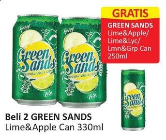 Promo Harga GREEN SANDS Minuman Soda Original Lime Apple per 2 kaleng 330 ml - Alfamart