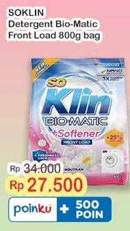 Promo Harga So Klin Biomatic Powder Detergent +Softener Front Load 800 gr - Indomaret
