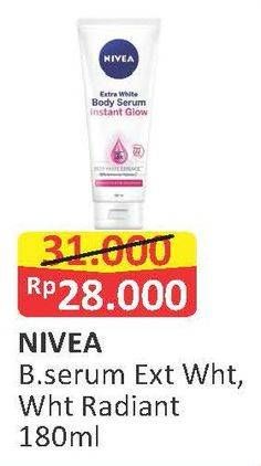 Promo Harga NIVEA Body Serum Extra White, White Radiant 180 ml - Alfamart