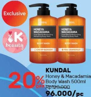Promo Harga KUNDAL Honey & Macadamia Pure Natural Moisturizing Refreshing Body Wash 500 ml - Guardian