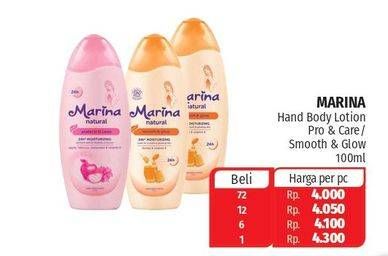 Promo Harga MARINA Hand Body Lotion Protects Cares, Smooth Glow 100 ml - Lotte Grosir