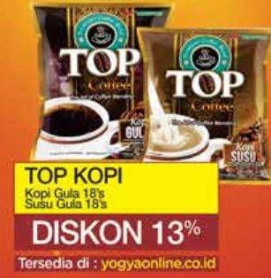 Promo Harga Top Coffee Kopi Gula, Susu per 18 sachet 25 gr - Yogya