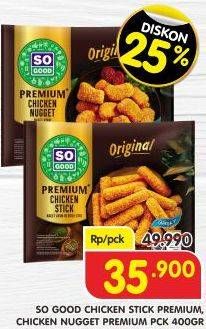 Promo Harga So Good Chicken Stick Premium & Chicken Nugget Premium  - Superindo