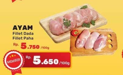 Promo Harga Ayam Fillet Dada, Paha per 100 gr - Yogya