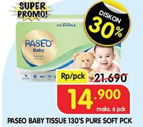 Promo Harga Paseo Baby Pure Soft 130 sheet - Superindo